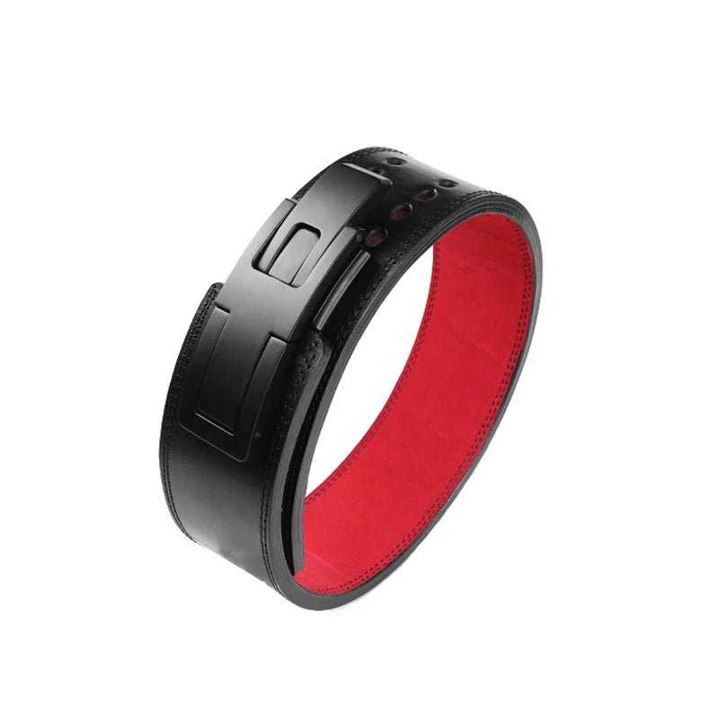 Fitness Strong Belt Squat Training Hard Pull Cowhide Powerlifting Belt Lever Buckle Weightlifting Strength Belt Waist Protector - Image 2