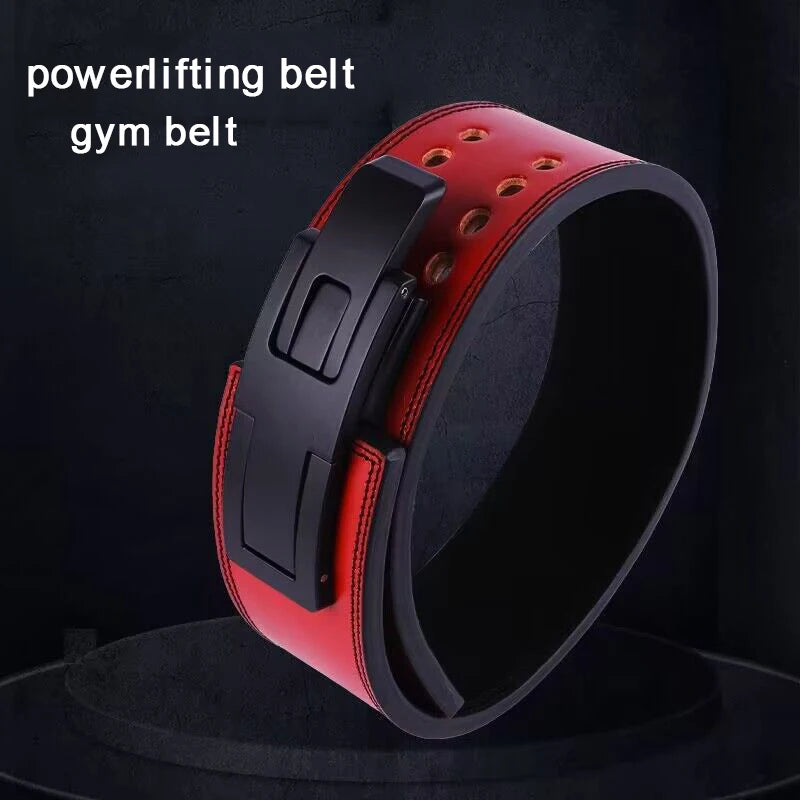 Fitness Strong Belt Squat Training Hard Pull Cowhide Powerlifting Belt Lever Buckle Weightlifting Strength Belt Waist Protector - Image 7